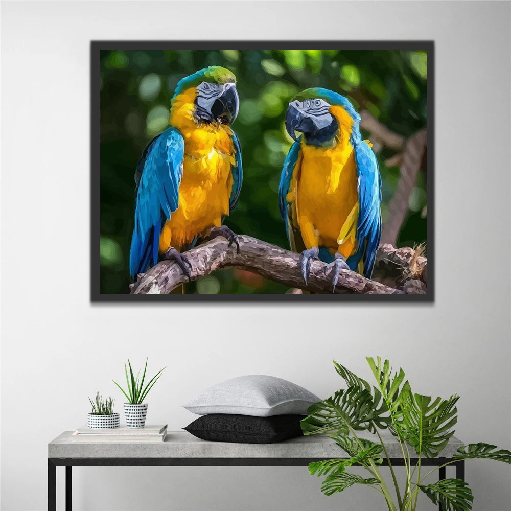 Parrots on the Branch Paint by Numbers