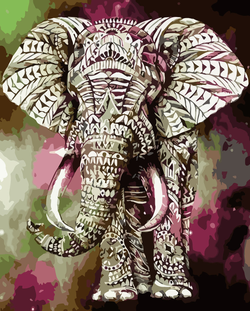 Patterned Elephant Paint by Numbers