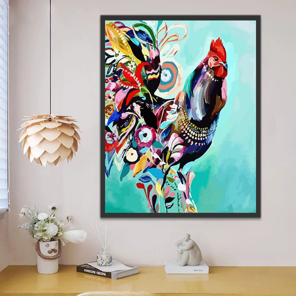 Patterned Rooster Paint by Numbers