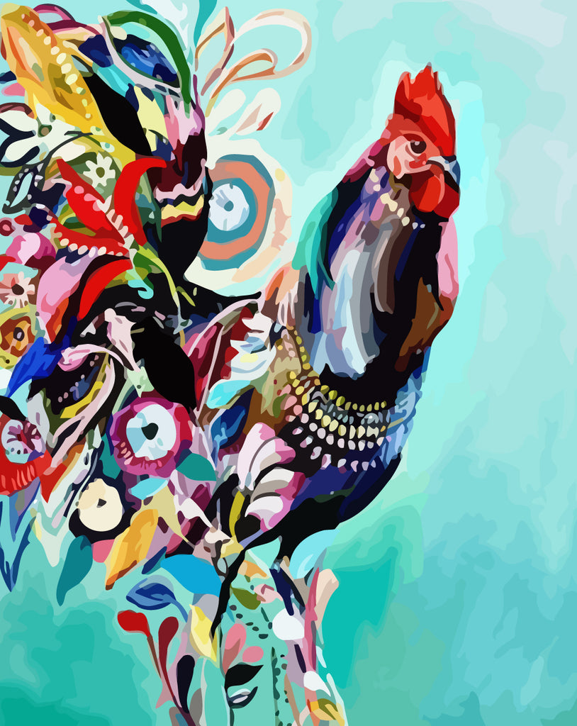 Patterned Rooster Paint by Numbers