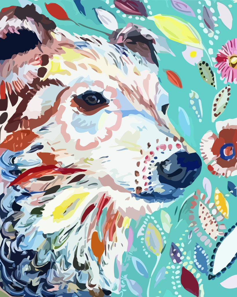 Patterned White Bear Paint by Numbers