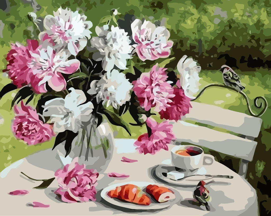 Peonies Bouquet in the Park Paint by Numbers