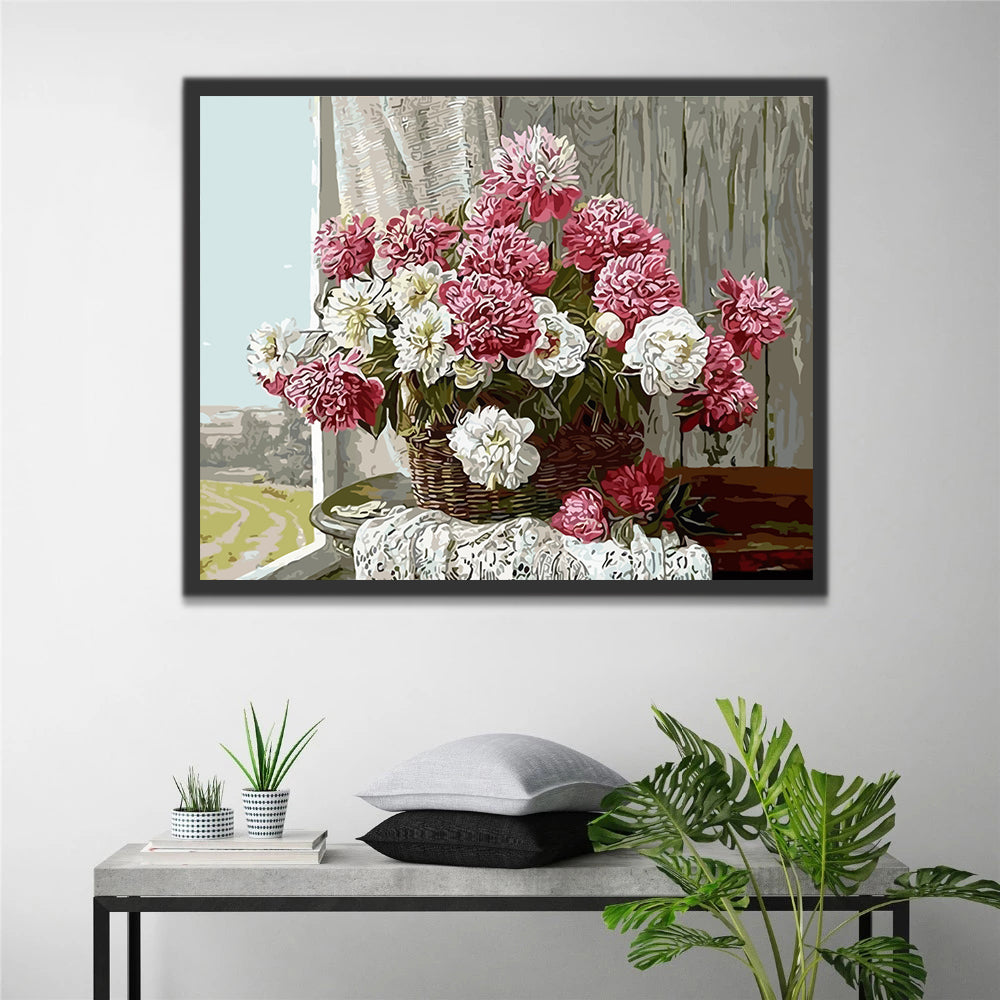 Peonies by the Window Paint by Numbers