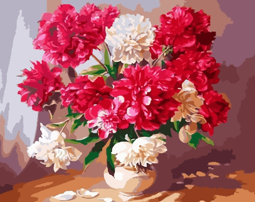 Peonies Sunshine Paint by Numbers