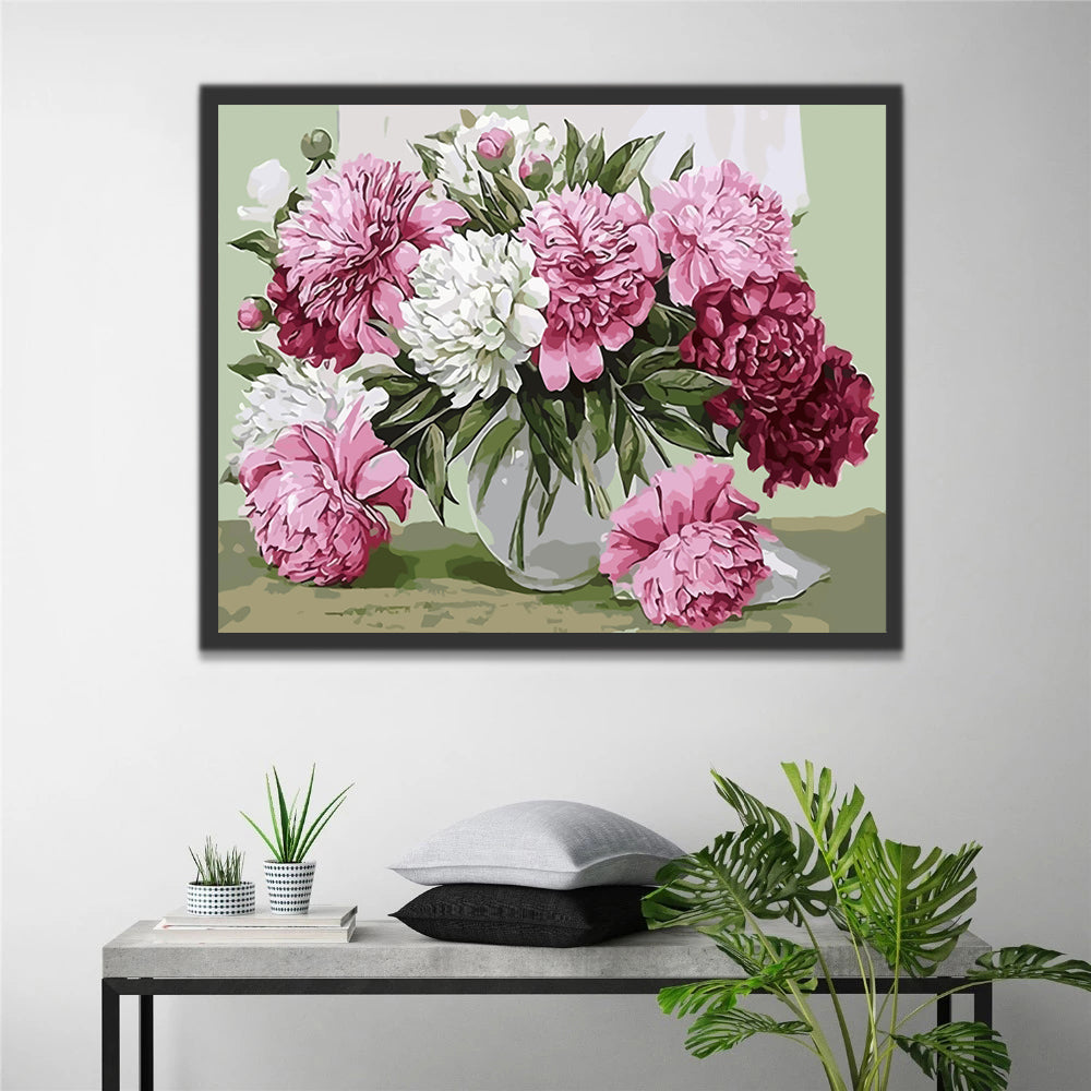 Pink and White Chrysanthemums Paint by Numbers