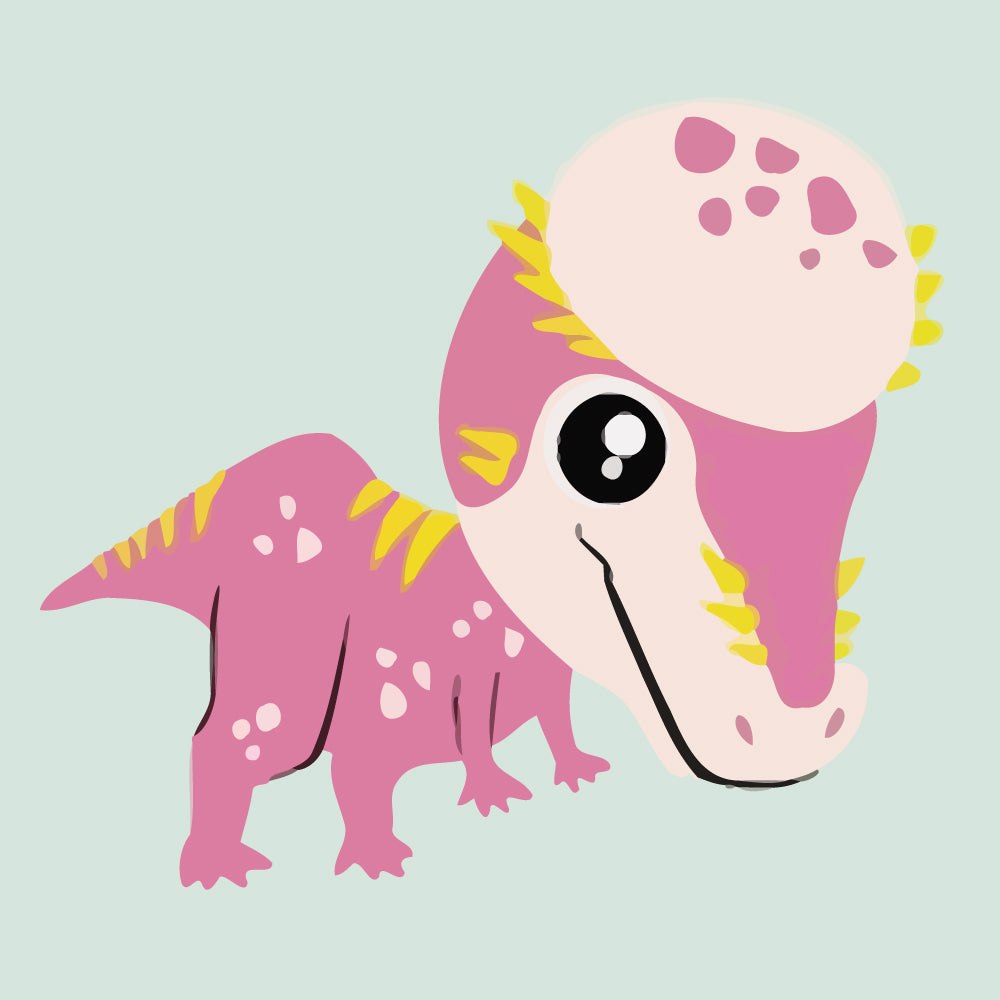 Pink Cartoon Dinosaur Paint by Numbers for Kids