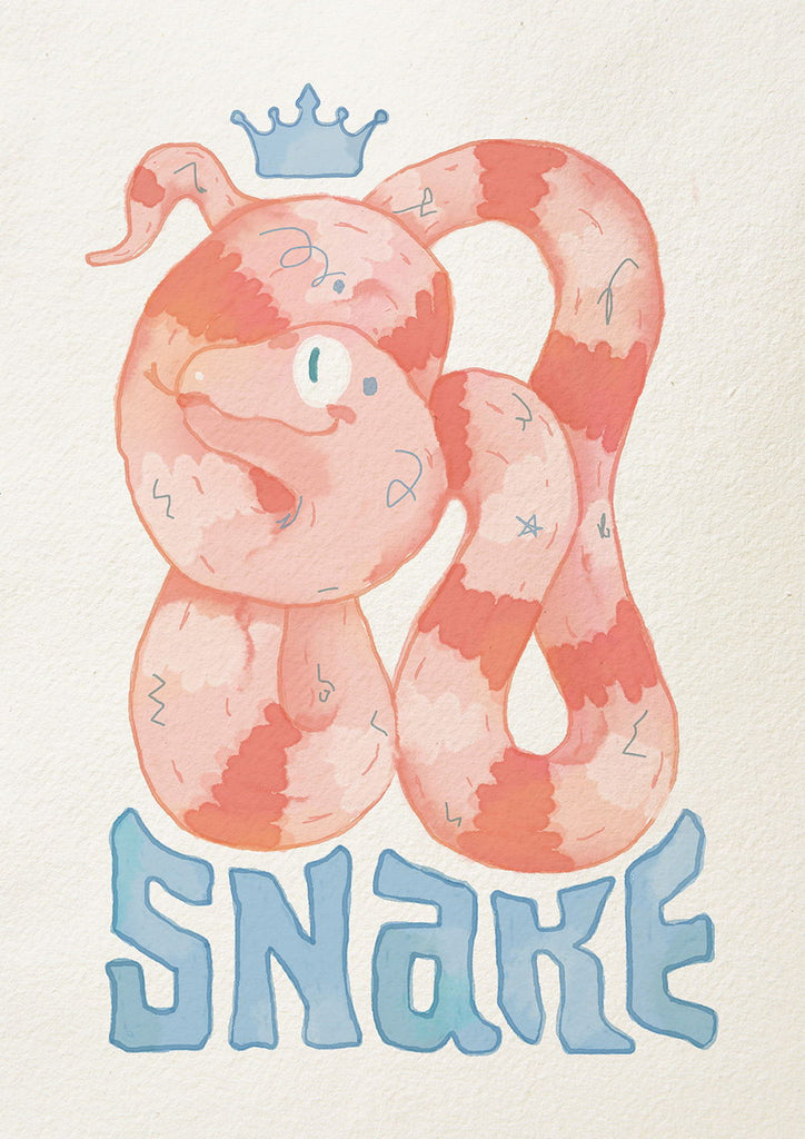 Pink Cartoon Snake Paint by Numbers for Kids