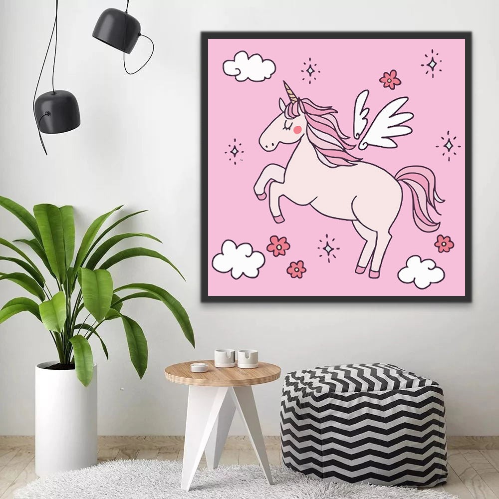 Pink Cartoon Unicorn Paint by Numbers for Kids