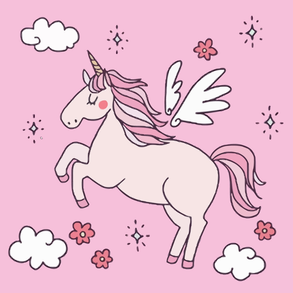 Pink Cartoon Unicorn Paint by Numbers for Kids