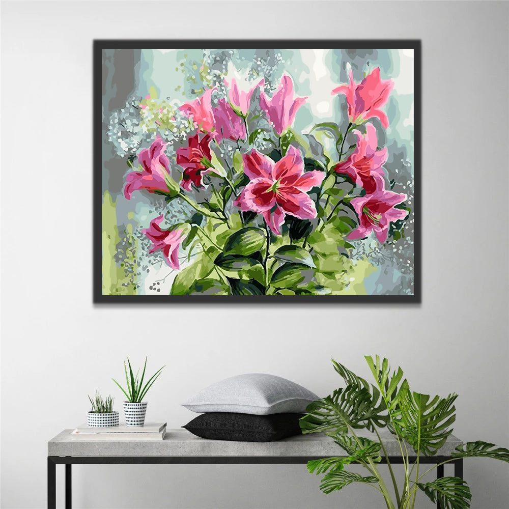 Pink Lilies Paint by Numbers