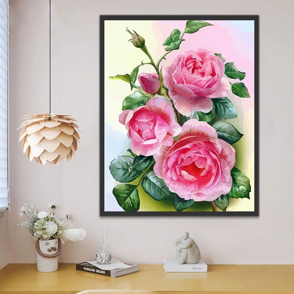 Pink Roses Paint by Numbers