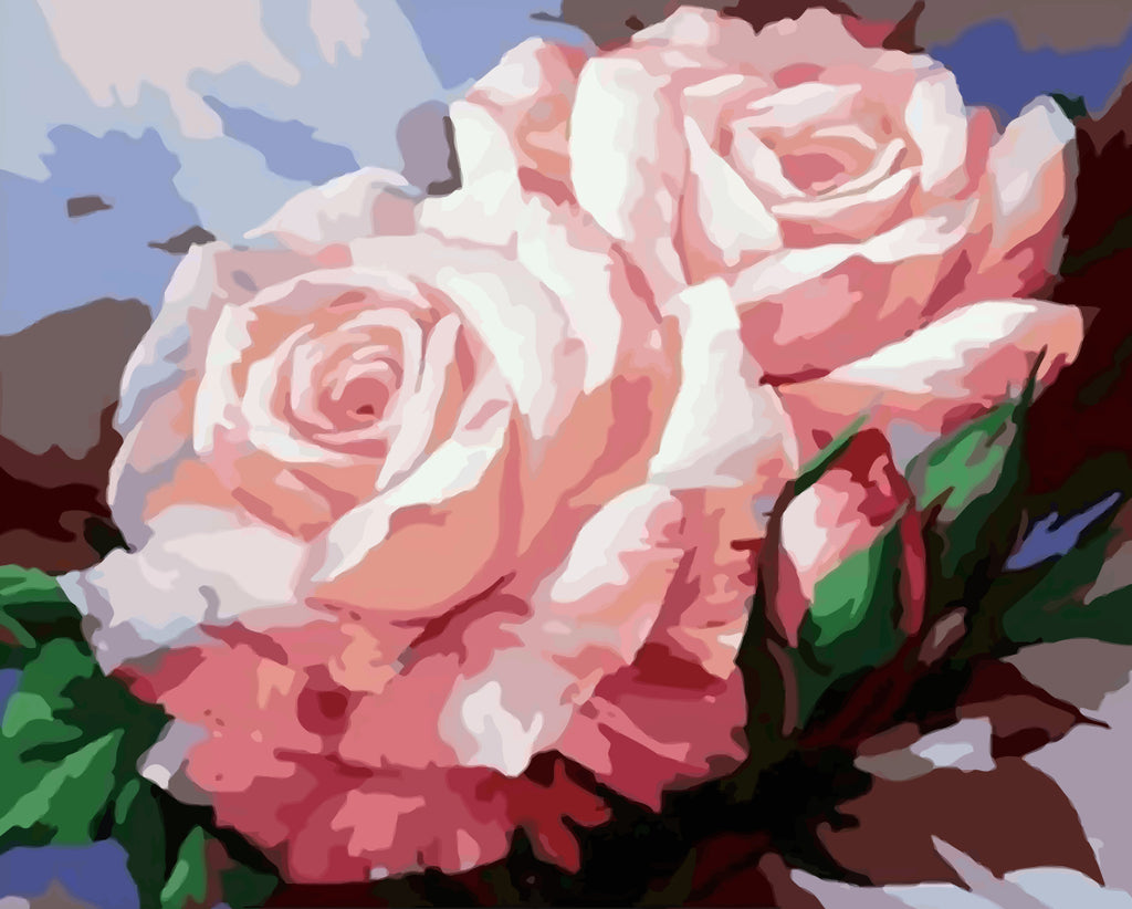 Pink Roses Paint by Numbers