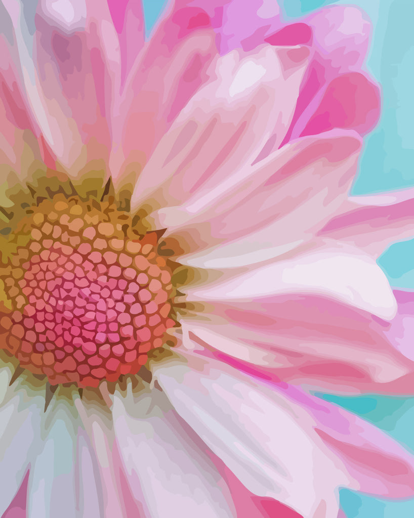 Pink Sunflower Paint by Numbers