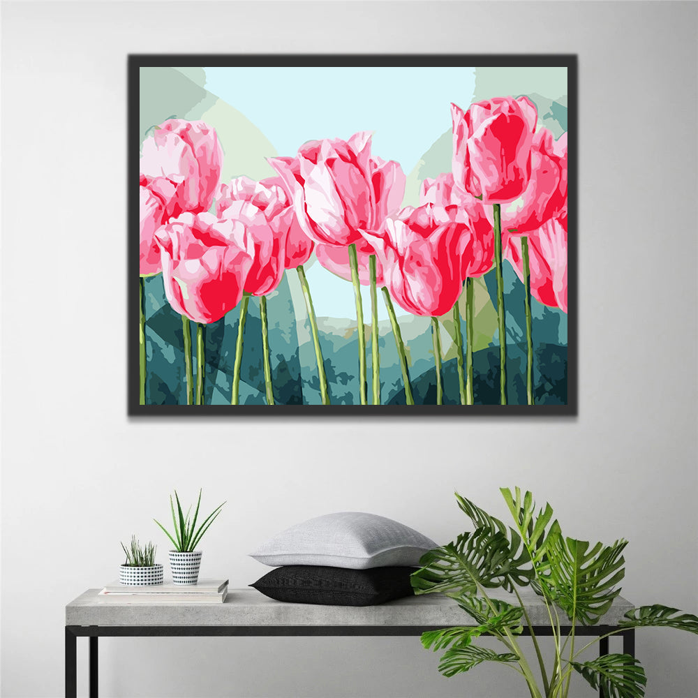 Pink Tulips Paint by Numbers
