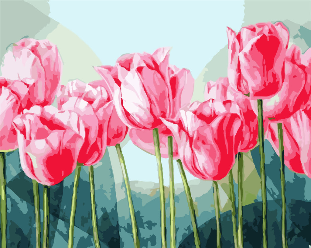 Pink Tulips Paint by Numbers