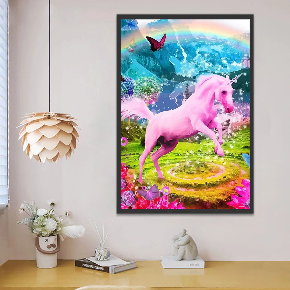Pink Unicorn and Rainbow Paint by Numbers for Kids
