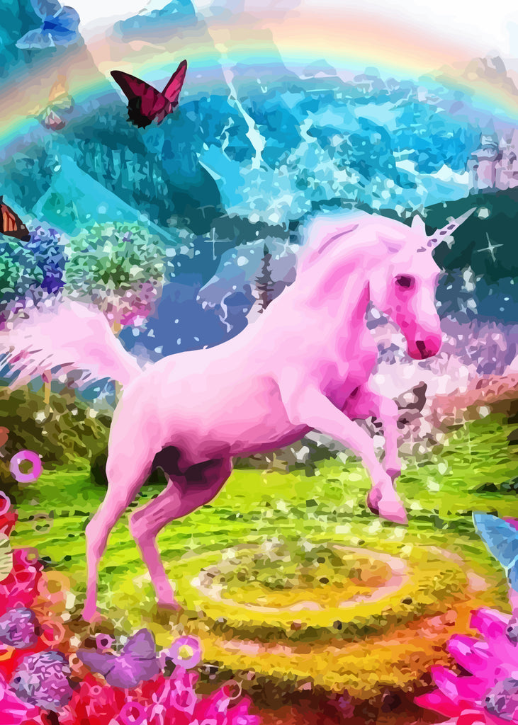 Pink Unicorn and Rainbow Paint by Numbers for Kids