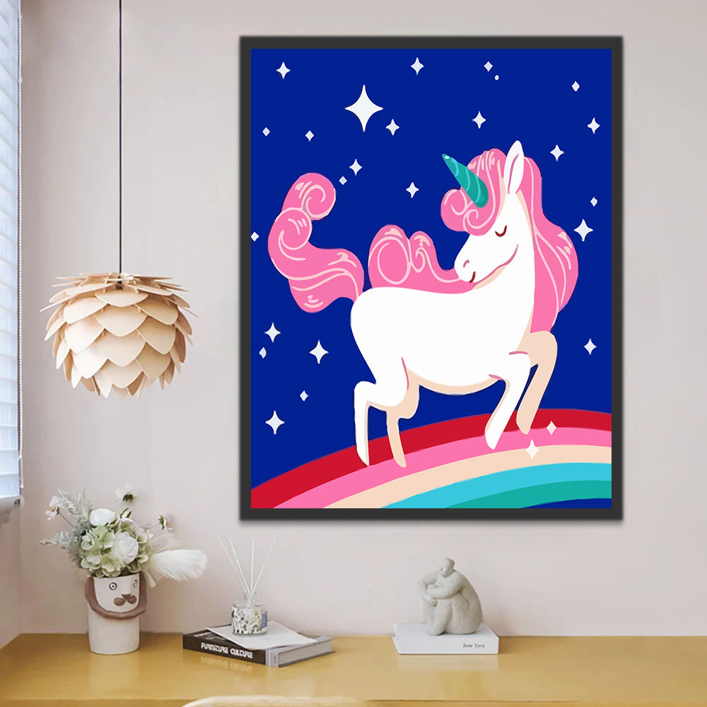 Pink Unicorn on the Rainbow Paint by Numbers for Kids