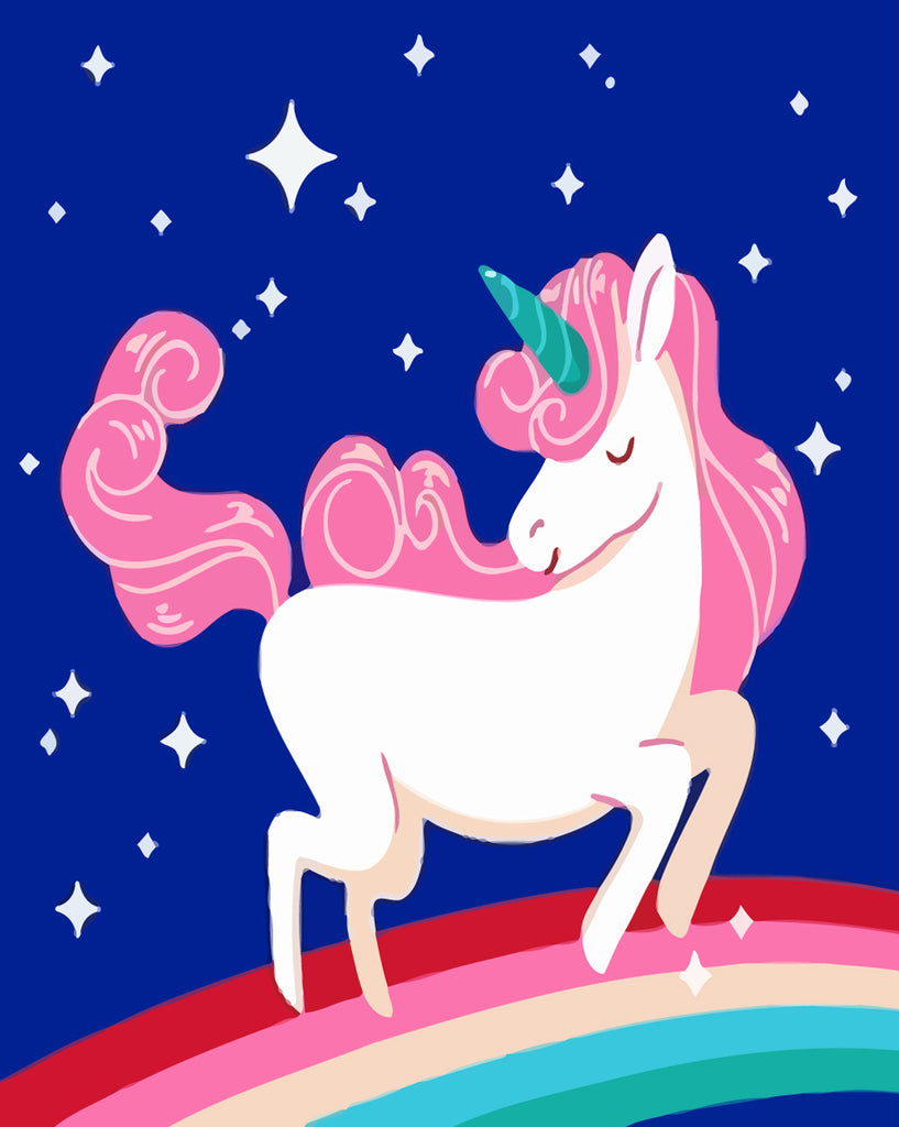 Pink Unicorn on the Rainbow Paint by Numbers for Kids