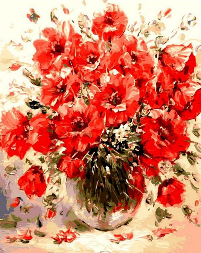 Poppies Bouquet in Vase Paint by Numbers