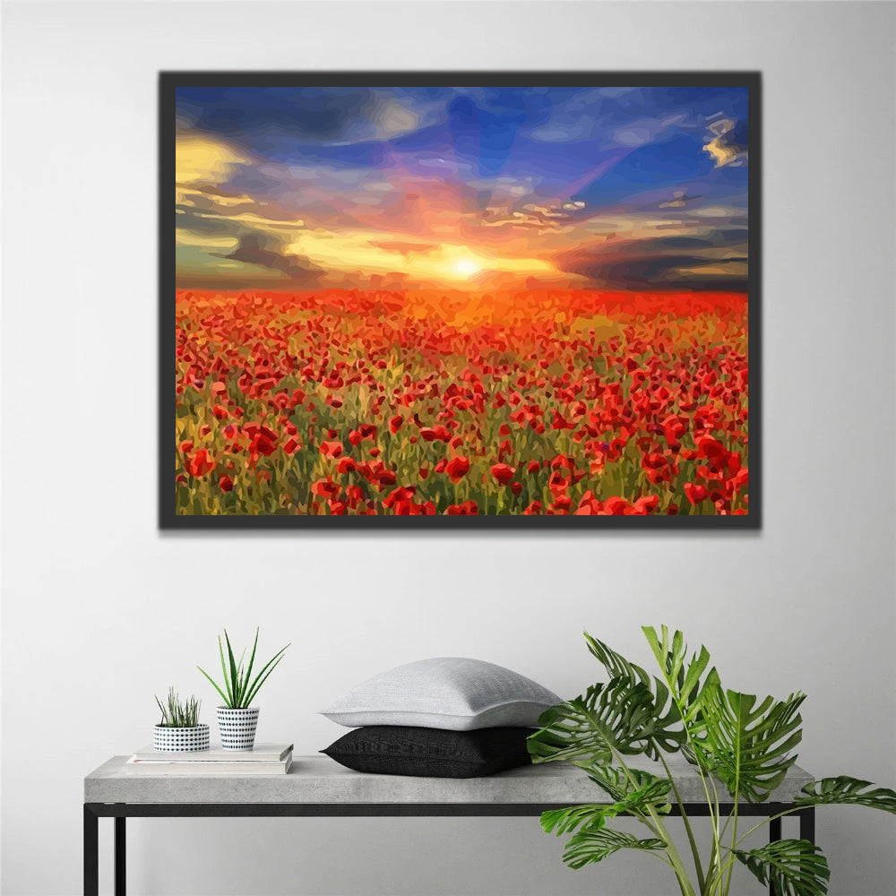 Poppies Field at Sunset Paint by Numbers