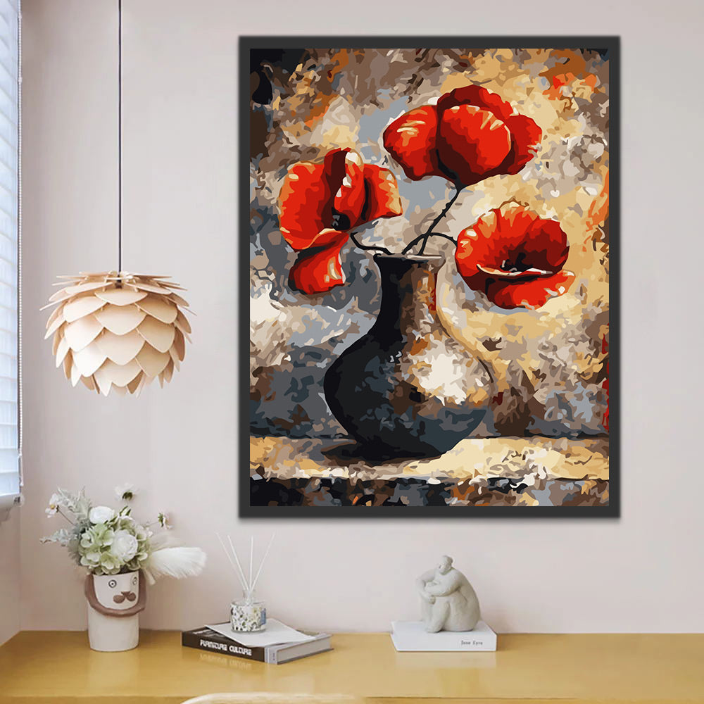Poppies in Vase Paint by Numbers