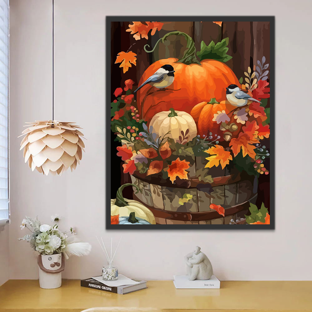 Pumpkins and Birds Paint by Numbers