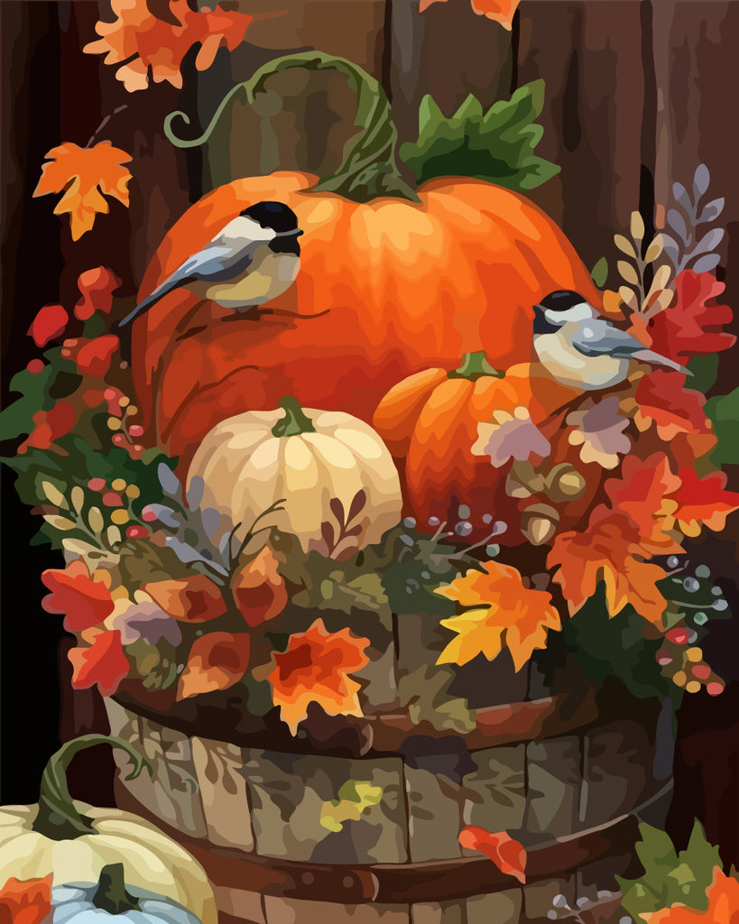 Pumpkins and Birds Paint by Numbers