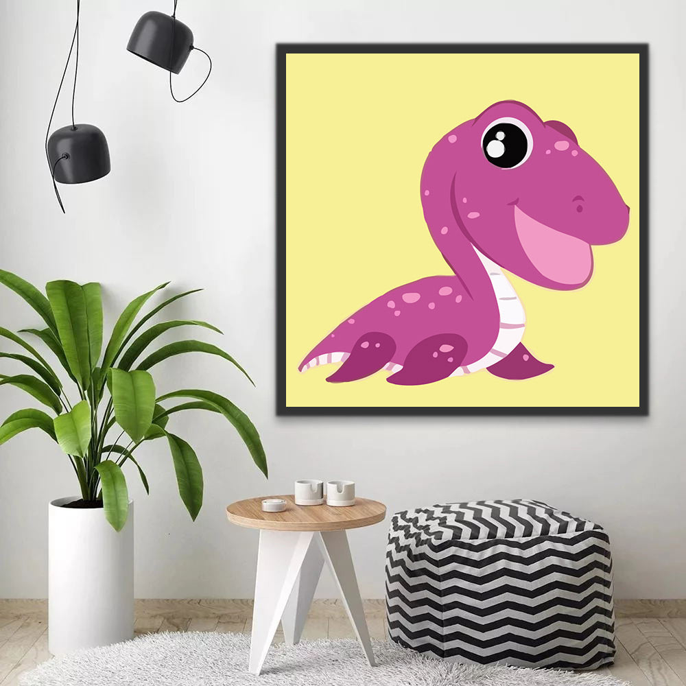 Purple Cartoon Dinosaur Paint by Numbers for Kids