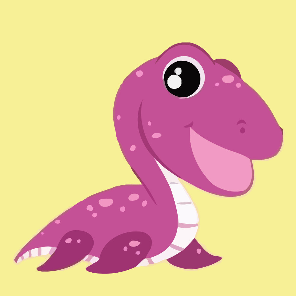 Purple Cartoon Dinosaur Paint by Numbers for Kids