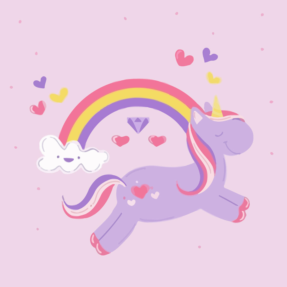 Purple Cartoon Unicorn and Rainbow Paint by Numbers for Kids