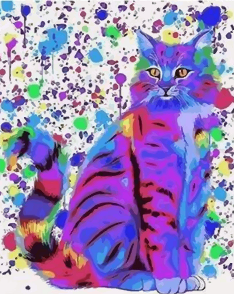 Purple Cat Paint by Numbers