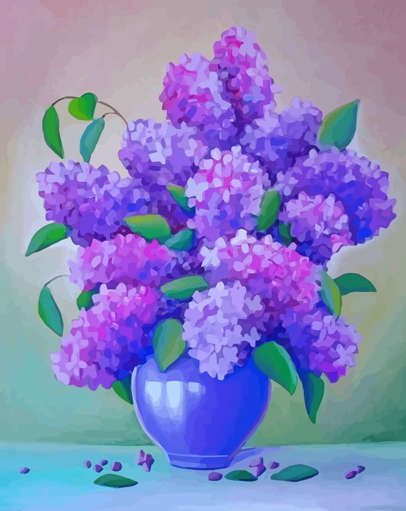 Purple Flowers in Purple Vase Paint by Numbers