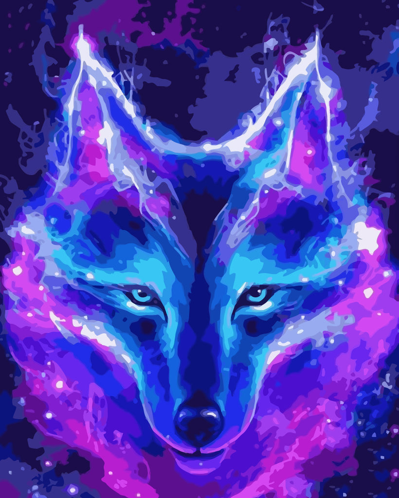 Purple Glowing Wolf Paint by Numbers