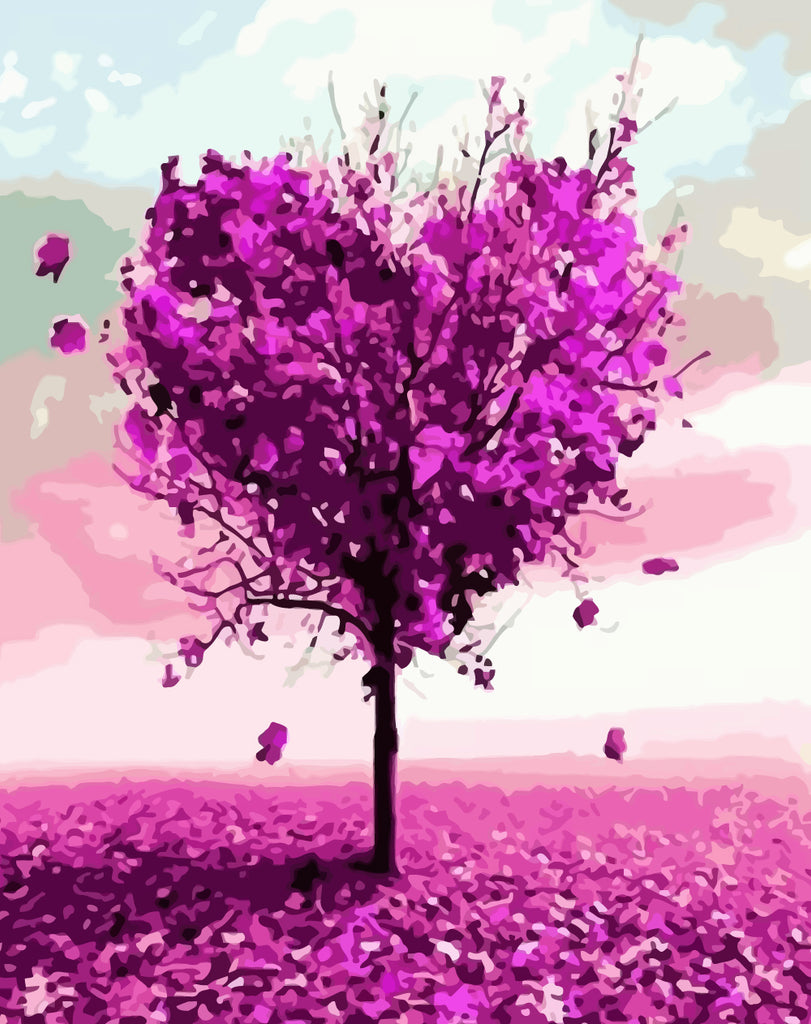 Purple Heart Tree Paint by Numbers