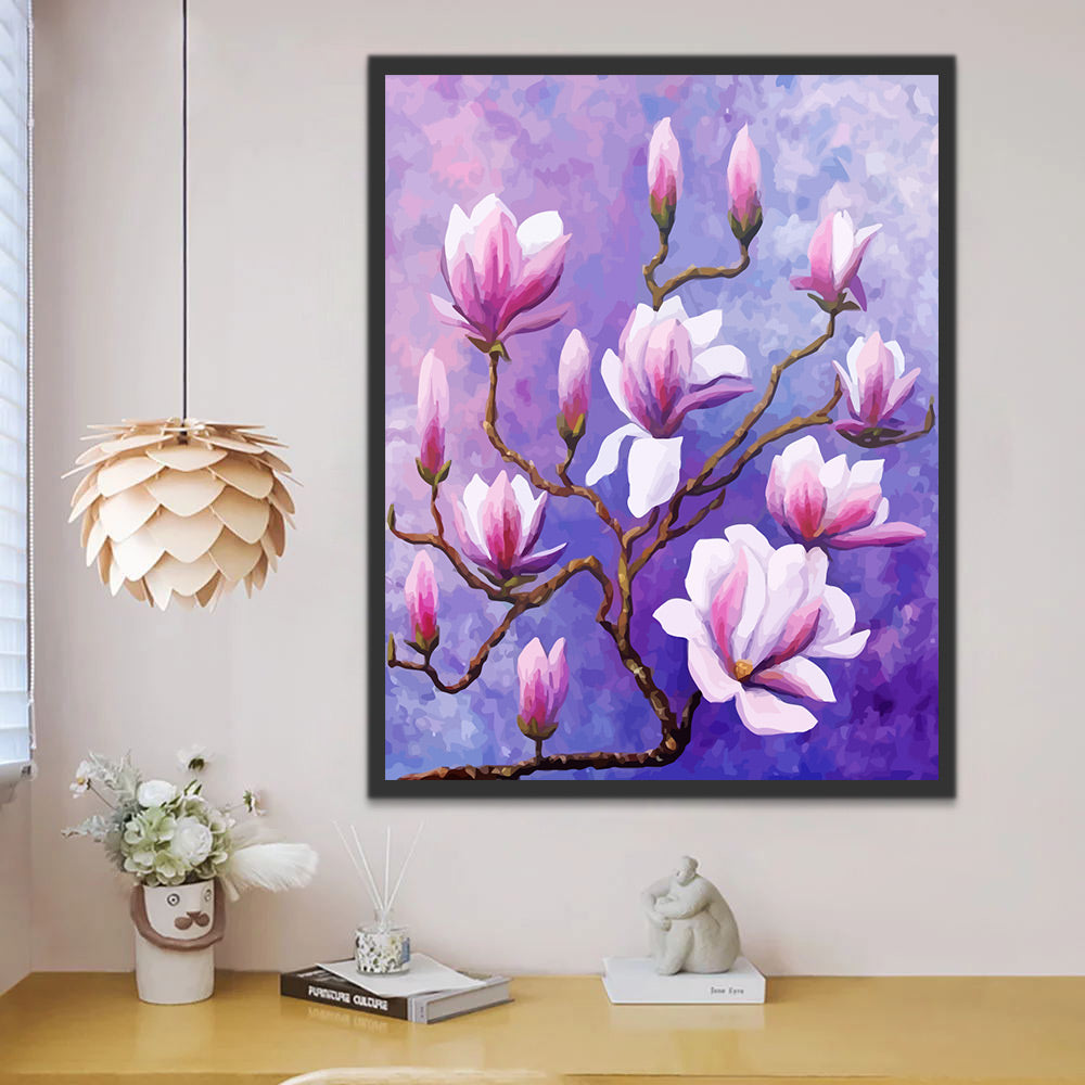 Purple Magnolias Paint by Numbers