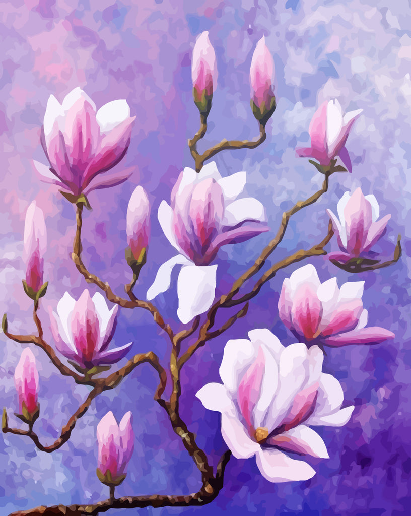 Purple Magnolias Paint by Numbers