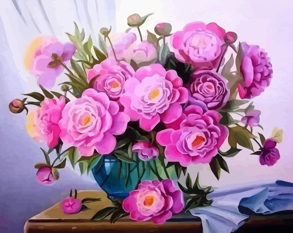 Purple Peonies Paint by Numbers