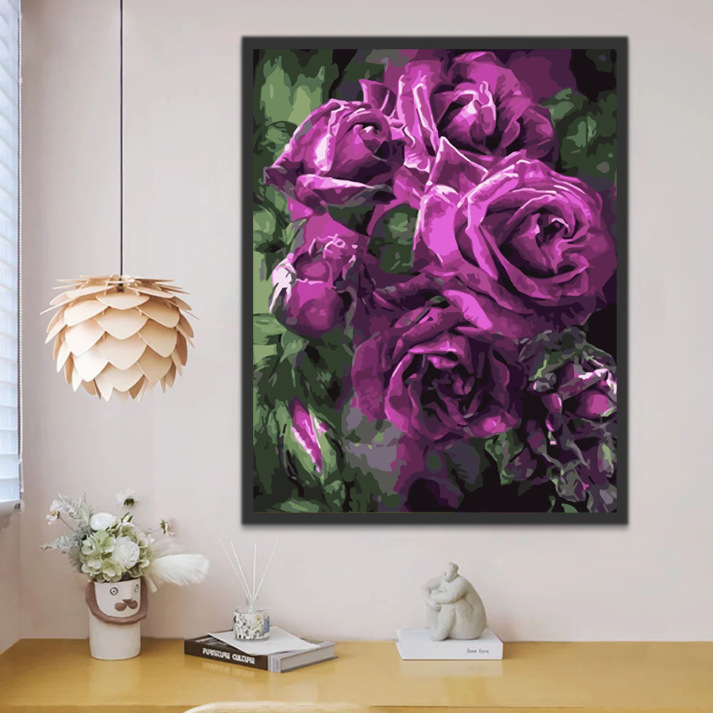 Purple Roses Paint by Numbers