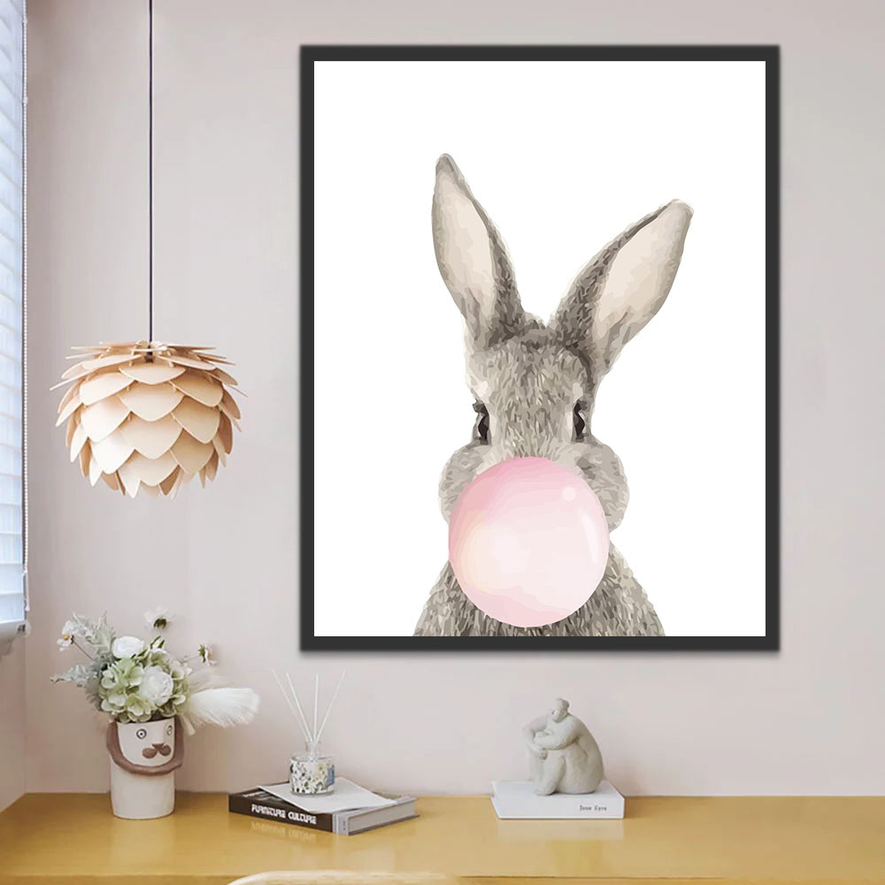 Rabbit with Bubble Gum Paint by Numbers