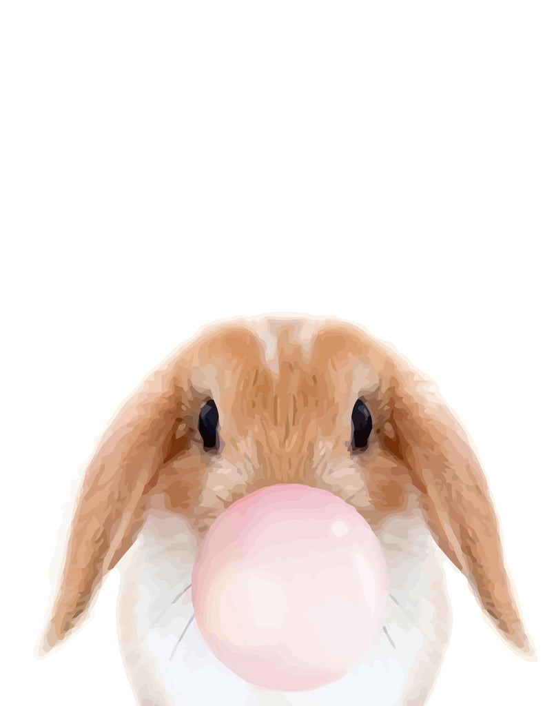 Rabbit with Pink Bubble Gum Paint by Numbers