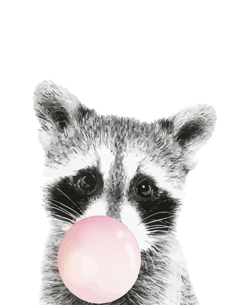 Raccoon and Pink Balloon Paint by Numbers