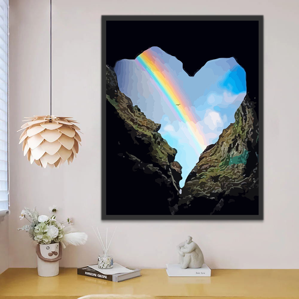 Rainbow and Heart Cave Paint by Numbers