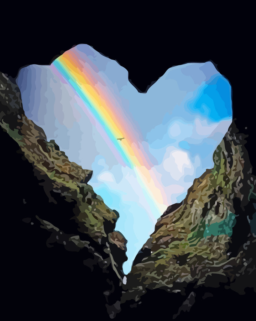 Rainbow and Heart Cave Paint by Numbers