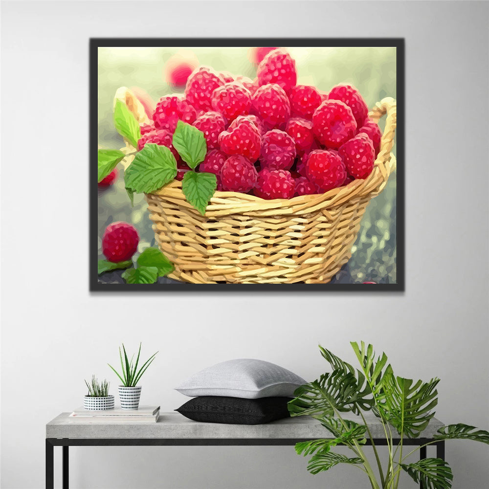 Raspberries in Basket Paint by Numbers