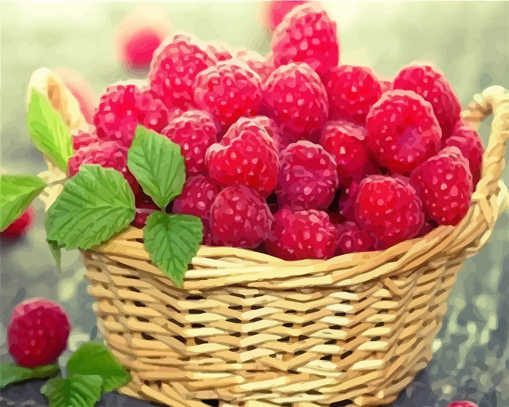 Raspberries in Basket Paint by Numbers