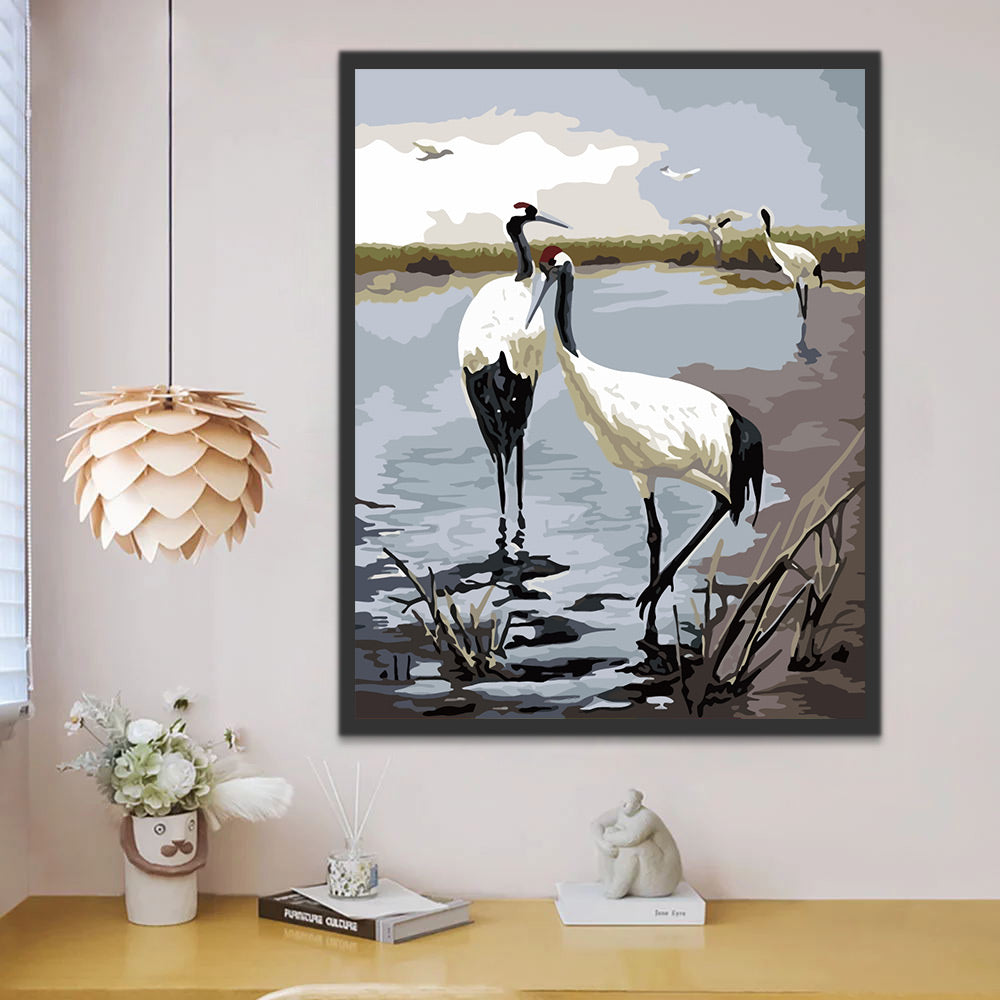 Red-Crowned Crane by the Lake Paint by Numbers