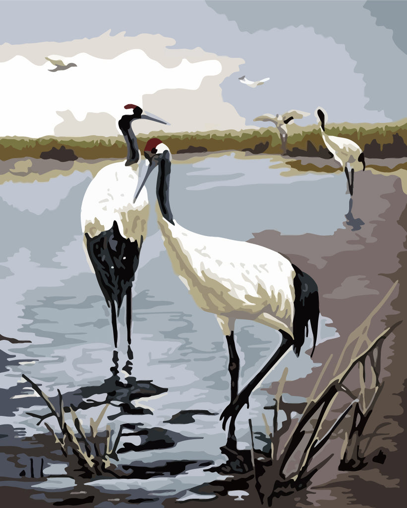 Red-Crowned Crane by the Lake Paint by Numbers