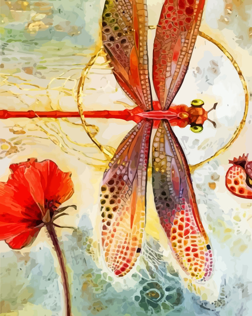 Red Dragonfly Paint by Numbers