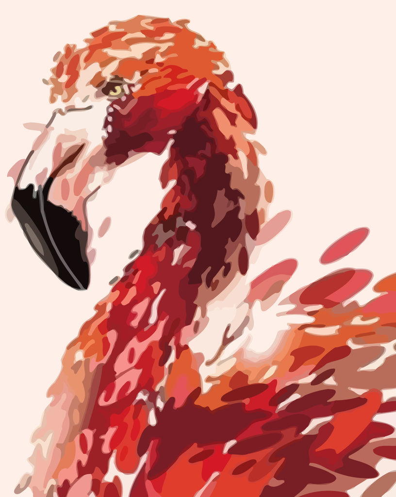 Red Flamingo Paint by Numbers